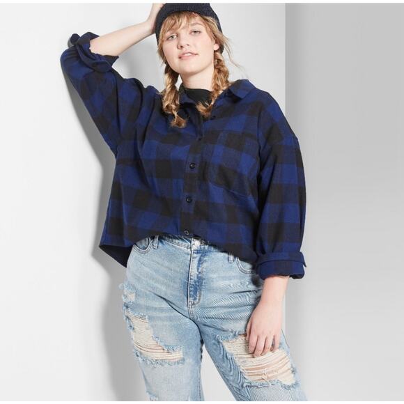 NEW Wild Fable buffalo blue flannel - Picture 7 of 7